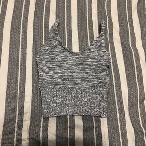 Spaghetti Strap Crop Top Size S/M Gray & White